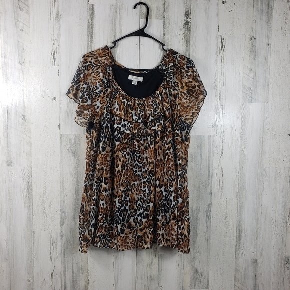 dressbarn Tops - dressbarn sheer cheetah print top women's plus size 14/16